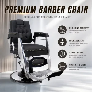 Modern Hydraulic Barber Chair Professional Salon Styling Chair Reclining Hair Cutting Chair Heavy Duty Barber Equipment Silver