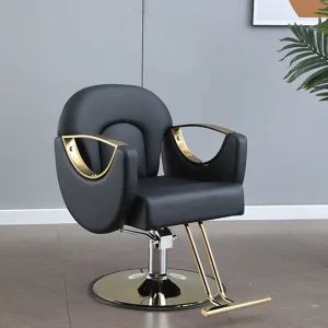 Modern Hydraulic Salon Styling Chair 360 Swivel Hair Cutting Chair PU Leather Beauty Barber Chair Gold Silver Frame Multi Color