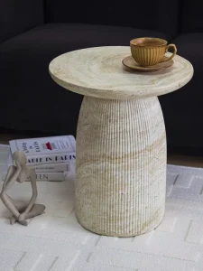 Modern Imitation Cave Stone Magnesium Cement Coffee Table Minimalist Design Movable Compact for Home Balconies Outdoor Spaces