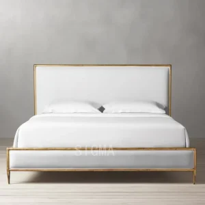 Modern Indoor Bedroom Bed Set Luxury Wood Mental Frame Furniture Set for Hotels Villas