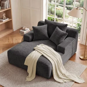 Modern Indoor Oversized Corduroy Lounge Chaise Vacuum Compressed Sleeper Sofa Ready to Use