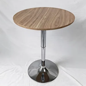 Modern Indoor Restaurant Pub Height Adjustable Round Side Table Metal Basis Easy Assemble MDF Top High Portable Bar Table