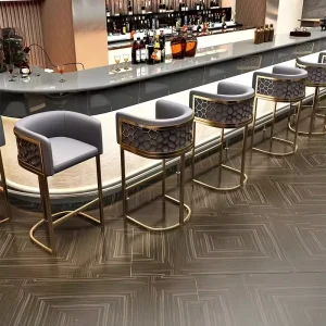 Modern Industrial Bar Stool Multi Color Velvet Fabric Stainless Steel Frame Honeycomb Backrest Dining Living Room New Home Bar