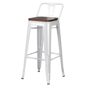Modern Industrial Bar Stool with Silver Metal Frame and Wood Grain Seat High Cafe Dining Chair for Loft Bar Use