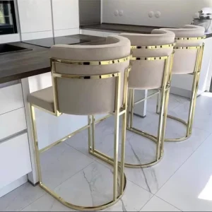 Modern Industrial Bar Stools Multi-Color Velvet Fabric Honeycomb Backrest Carbon Steel PU Home Coffee Shop Dining Bar Chairs