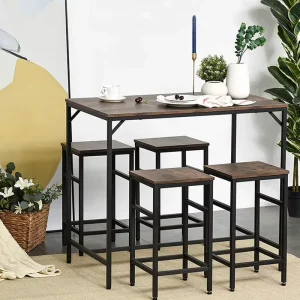 Modern Industrial Design Restaurant Dining Table and Chair Set with Metal Frame Customized Color for Hotel School Use