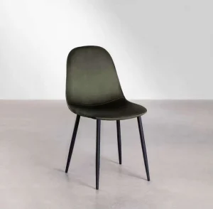 Modern Industrial Dining Chair Stackable Velvet Fabric for Home Office Supermarket Mall Hotel
