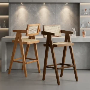 Modern Industrial Luxury Bar Chairs Custom High Counter Height Lounge for Home Kitchen Breakfast Island Restaurant Dine Outdoor