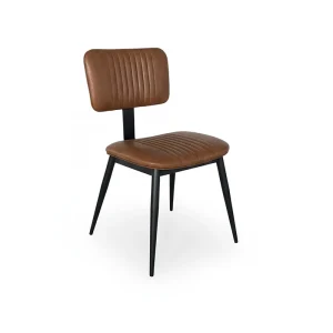 Modern Industrial Metal Frame Restaurant Chairs PU Leather Upholstered Durable High-Density Foam Minimalist Commercial Mall