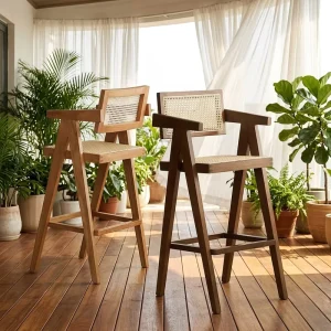 Modern Industrial Metal Frame Wood Seat Bar Stools for Dining Room Kitchen Breakfast Island Commercial Use High Counter Height