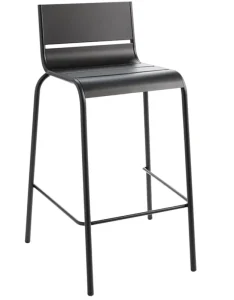 Modern Industrial Metal High Bar Stool Outdoor Cocktail Chair with Back Rest for Kitchen or Hotel Use