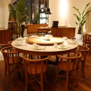 Modern Industrial Retro Restaurant Furniture Set Solid Wood Dining Table Vintage Canteen Chairs Cafe Bistro Seating Collection