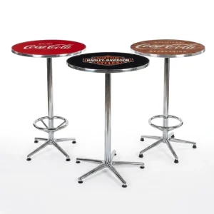 Modern Industrial Steel Frame Round Bar Table with Metal Pedestal Space Saving Bistro Cocktail Table for Cafe & Park Use