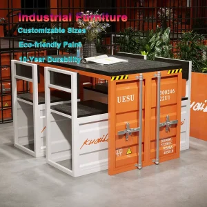 Modern Industrial Style Iron Desk Chair Set Creative Card Table for Dining for Bar Hotel Tea House Coffee Shop Milk Tea Store