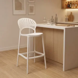 Modern Industrial Style Stackable High Legs Bar Chair PP Plastic Stacked Bar Stools