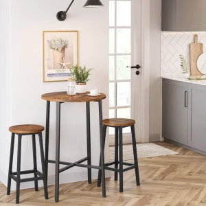 Modern Industrial Style Steel Dining Stool High Bar Chairs Wooden Seat Metal Frame for Living Room Restaurant Cafe Home Bar