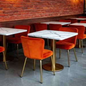 Modern Industrial Tufted Ergonomic Velvet Dining Chair Custom Dining Table Set Durable Stackable School Home Bar Restaurant