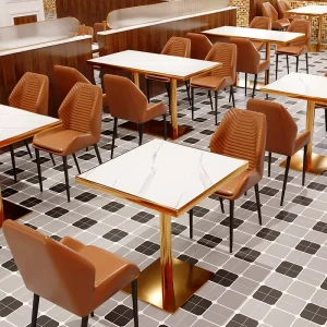 Modern Interior Decoration Golden Dining Table and Chair Sets for Cafe Hotel Restaurant Furniture