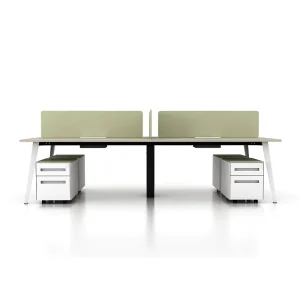 Modern Iron 4 Person Modular Office Workstations Staff Desk with Wood Upper Chair and Cubicle