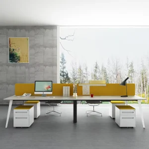 Modern Iron 4 Seater Modular Office Desk with Cabinet Set & Fittings