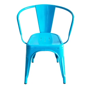 Modern Iron Armrest Restaurant Bar Dining Industrial Style Tolixs Antique Iron Stackable Metal Dining Chair Durable