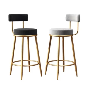 Modern Iron Bar Stools Velvet Counter Height Commercial Barstool for Restaurants Dining Kitchen Island Bar Chairs