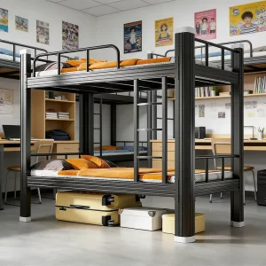 Modern Iron Bunk Bed for Bedroom Student Dormitory and Hotel Use Durable Metal Bed