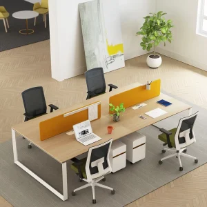 Modern Iron Convertible Extendable Commercial Office Workstation Table for 4 Person Staff Computer Desk