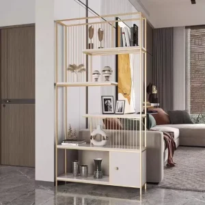Modern Iron Floor-Standing Corner Bookshelf Multi-Tiered Storage Rack for Living Room & Home Office Durable