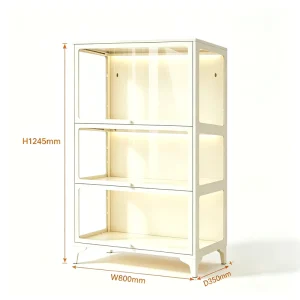Modern Iron Glass Display Cabinet with Multifunction Features Space Saving Design for Bedroom Living Room & Home Office Use