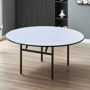 Modern Iron Hotel Furniture 180cm PVC Banquet Folding Round Dining Table