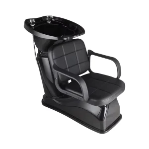 Modern Iron Metal Beauty Salon Barber Chair Shampoo Bed with High Density Sponge and Plastic Basin Adjustable Commercial Use