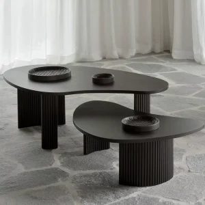 Modern Irregular Coffee Table Set with Side Tables Combination Living Room Center Table for Home Lounge Decorative Wood Design