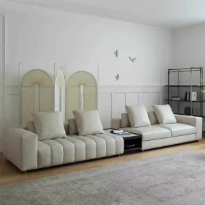 Modern Italian Leather Reclining Sofa Set with Storage for Living Room Hotel or Gym Upholstered Sectional Couch