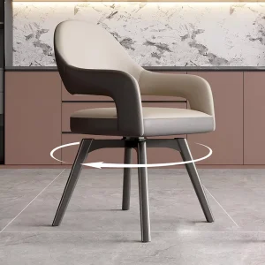 Modern Italian Light Luxury Rotatable Dining Chair Steel Frame Leather Upholstery Eco Friendly Durable Home Hotel Restaurant