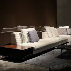 Modern Italian Luxury Sofa Set Comfortable Minimalist Fabric Sectional Couch with Wooden Base for Living Room One Seat