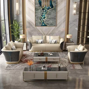Modern Italian Luxury Square shaped Sofa Set Genuine Leather One Stop Furniture Solutions for Home House Hotel Villa Projects