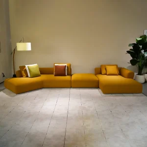 Modern Italian Minimalist Curved Sectional Fabric Sofa Modular Combination Couch for Living Room
