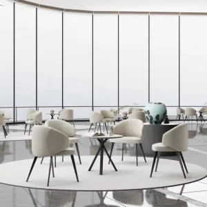 Modern Italian Minimalist PU Leather Lounge Chair Elegant Wooden and Metal Frame Office Reception Hotel VIP Lounge Commercial Use