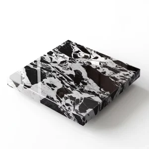 Modern Italian Style Light Luxury Square Coffee Table Black Marble Top Customizable Living Room Furniture Easy Clean Villas