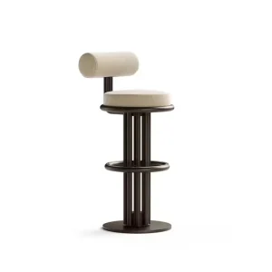 Modern Italian Style Luxury Metal Stainless Steel Island Bar Stool High Resilience Foam Seat Customizable Color