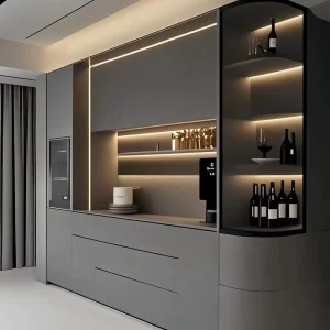 Modern Italian Style Modular Melamine Tableware Storage and Wine Display Cabinets for Living Room & Hotel Use