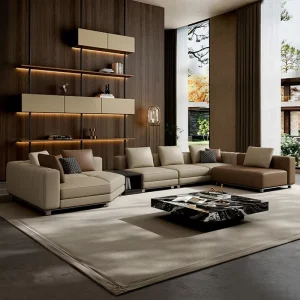 Modern Italian style Light Luxury Piano Key Leather Sofa Set for Office Home Office Hotel Use