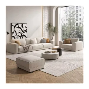 Modern Japanese Style Two-Seater Sectional Sofa New Design Fabric Floor Living Room Furniture Set for Villa Apartment Hotel