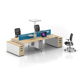 Modern KALN Wooden Open Screen Office Partitions Customizable Cubicle Table Workstation with 6 Year Warranty for 4 Staff