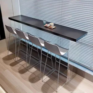 Modern KTV High Legged Transparent Acrylic Bar Table Combination Solid Black Wood for Outdoor Use for Suspension Wall Balcony