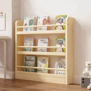 Modern Kids Wooden Wall Bookshelf and Magazine Rack Toddler Friendly Home Office Furniture