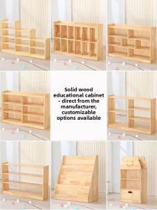 Modern Kindergarten Solid Wood Storage Cabinet Children’s Room Toy Shoe Backpack Shelving Unit Bookshelf