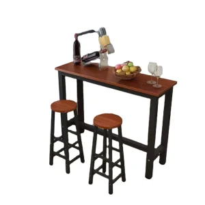Modern Kitchen Dining Table with Metal Frame Outdoor Home Bar Chair Set Wood Metal Contemporary Style Pub Chair Bar Table