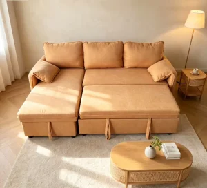 Modern L-Shape Corner Sofa with Storage Aluminum Frame 3-Seater Reclining Lounge Settee for Urban Living Hotel Use